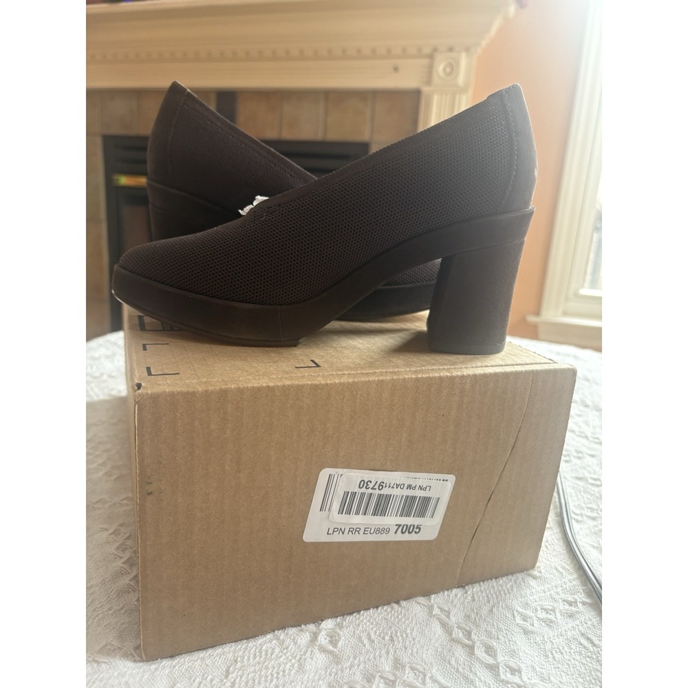 Eileen Fisher Womens Signy Pumps Heels Brown Knit Nubuck Block Heel Size 5.5 M - Picture 5 of 5